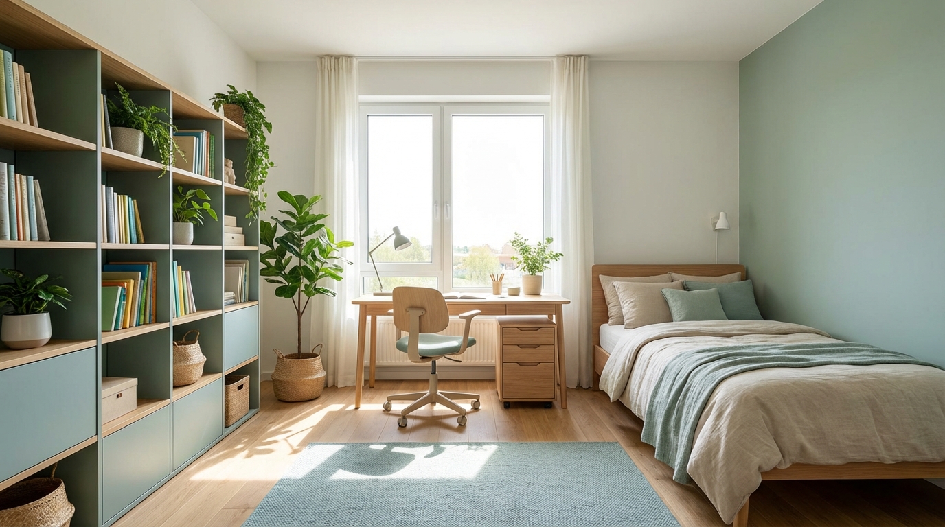 学習机・ベッド・本棚の配置バランス｜風水で整える子供部屋の家具レイアウト