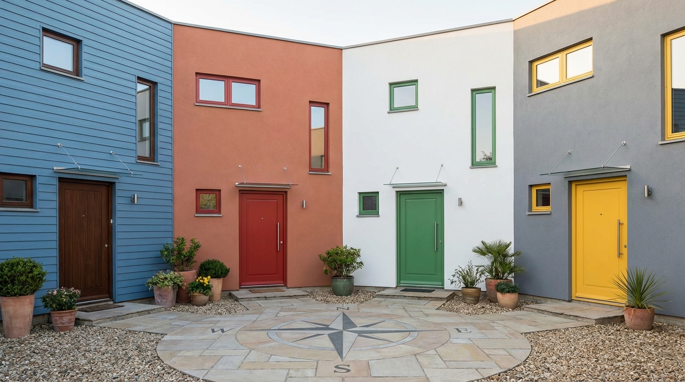 【方角別早見表】風水で選ぶ外壁と玄関ドアのおすすめ色