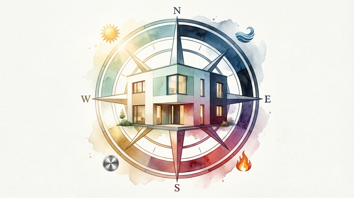 【方角別】家の外壁におすすめの風水カラー早見表