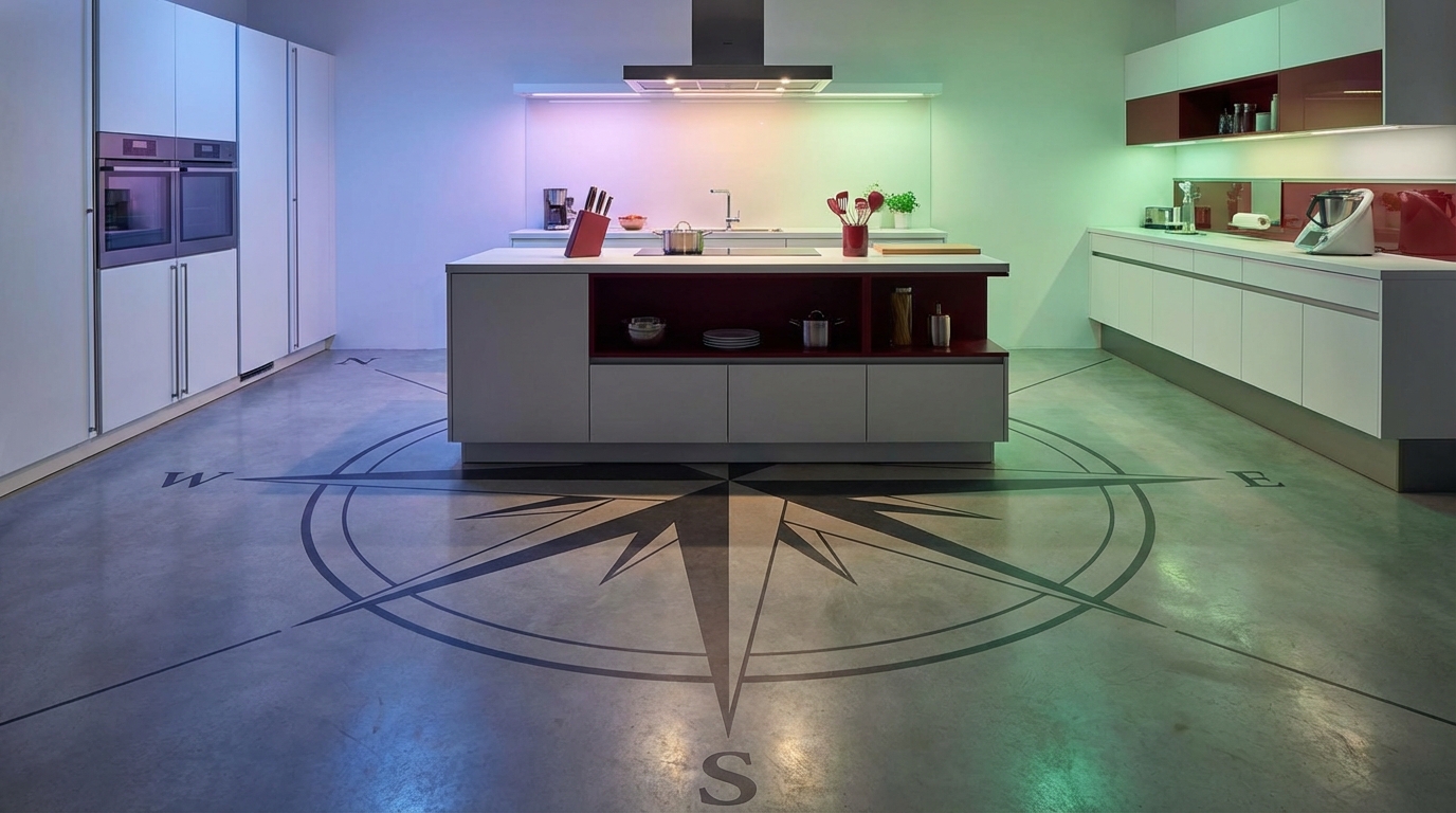 【方角別】キッチンと赤の風水相性早見表