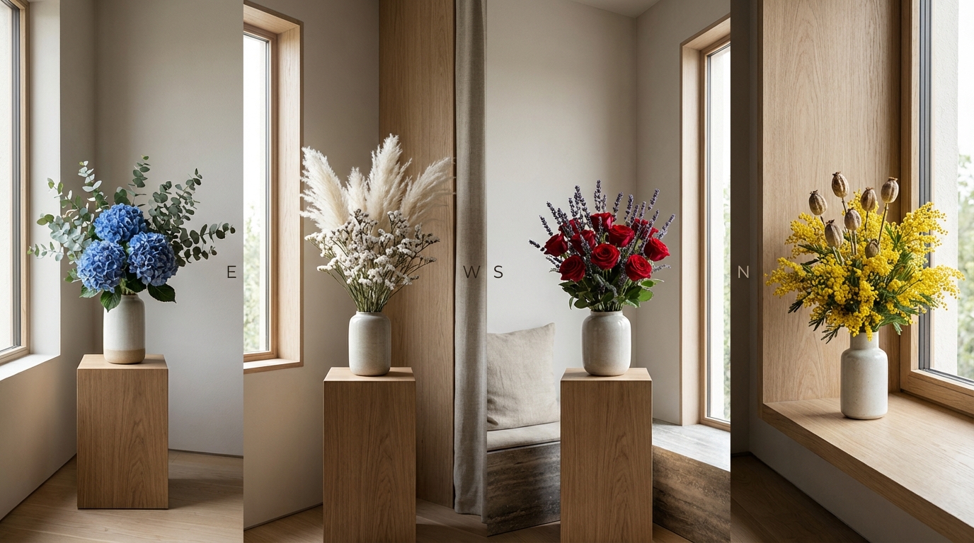 【方角×色】運気別ドライフラワーの選び方と飾る位置