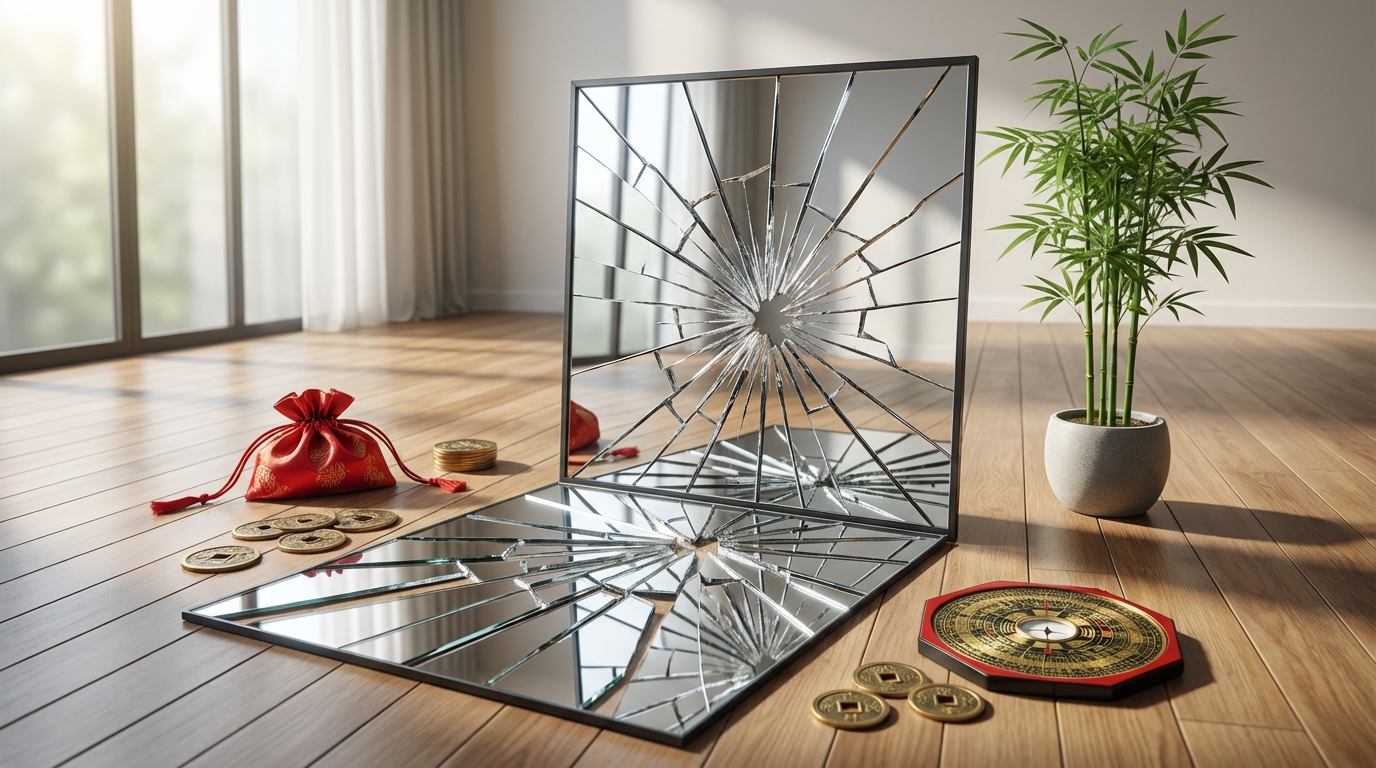 割れた鏡を放置・使い続けると風水的にどうなる？