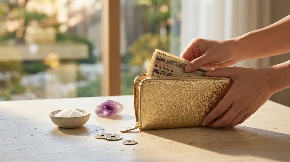 ゴールド財布の使い始め｜風水的に正しい作法