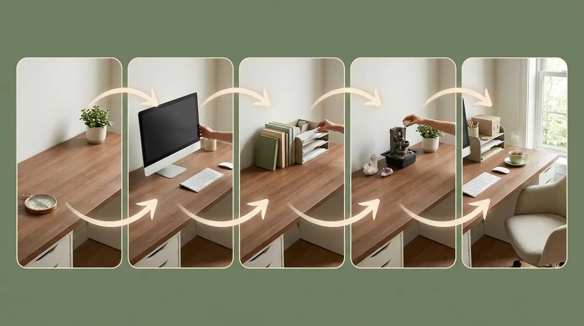 【実践】5ステップで完了する風水デスク配置の手順